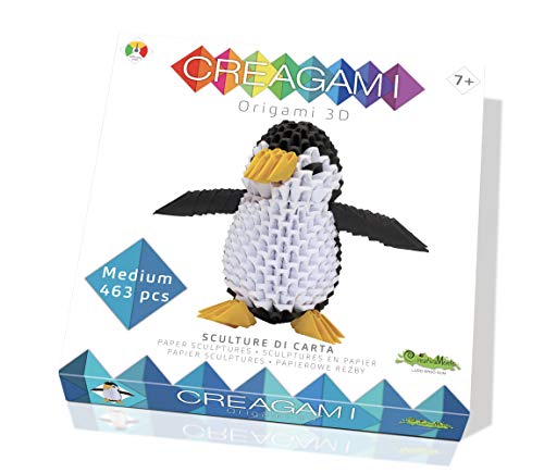 Creagami 3178721 Origami 3D, Papierskulptur Pinguin, Bastelset für Erwachsene und Kinder ab 7 Jahren, 463 Teile von CreativaMente