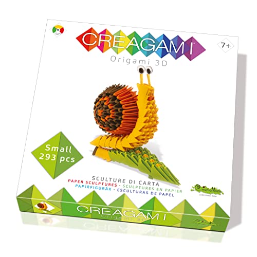 Creagami 3178716 Origami 3D, Papierskulptur Schnecke, Bastelset für Erwachsene und Kinder ab 7 Jahren, 293 Teile von CreativaMente