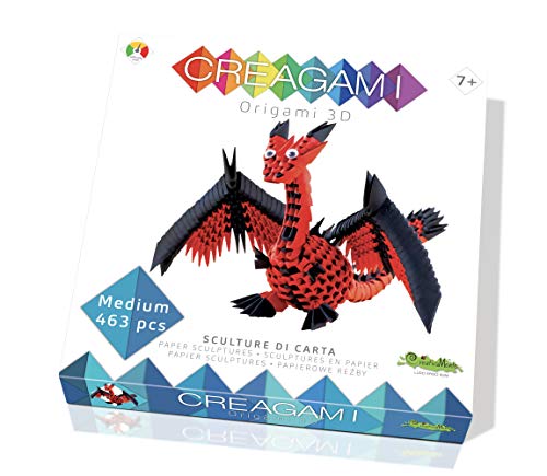 CreativaMente Anime Creagami 3178723 Origami 3D, Papierskulptur Drachen, Bastelset für Erwachsene und Kinder ab 7 Jahren, 481 Teile, Mehrfarbig von CreativaMente