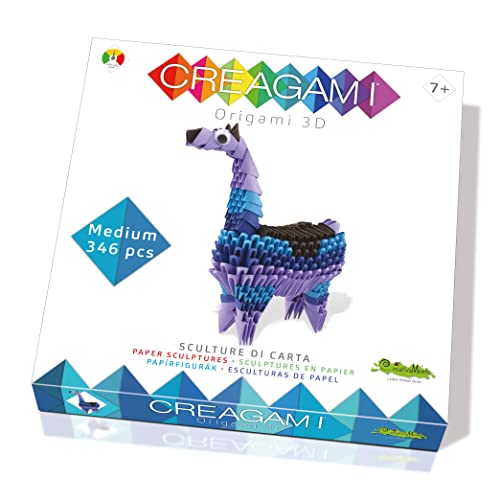 Creagami 3178726 Origami 3D, Papierskulptur Lama, Bastelset für Erwachsene und Kinder ab 7 Jahren, 346 Teile von CreativaMente