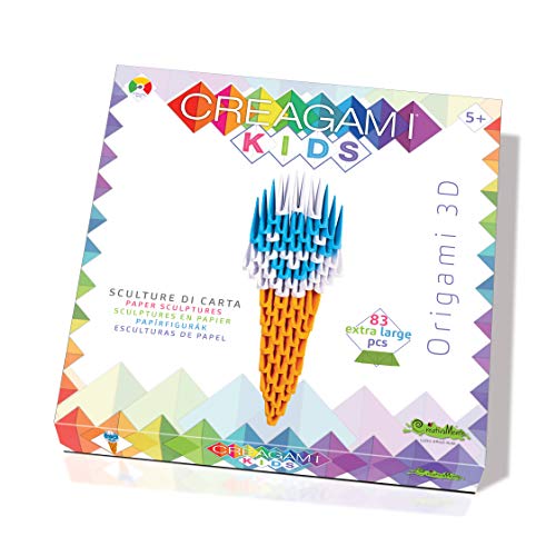 CreativaMente Creagami 3178843 Origami 3D, Papierskulptur Kids Eiscreme, Bastelset für Erwachsene und Kinder ab 5 Jahren, 83 Teile von CreativaMente