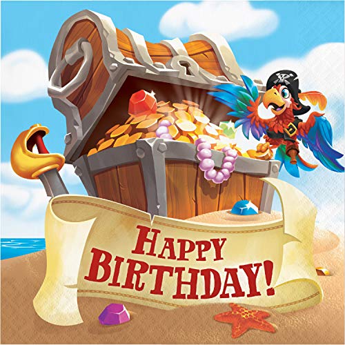 Creative Converting Treasure Island Servietten"Happy Birthday", 16 Stück, mehrfarbig von Creative Converting