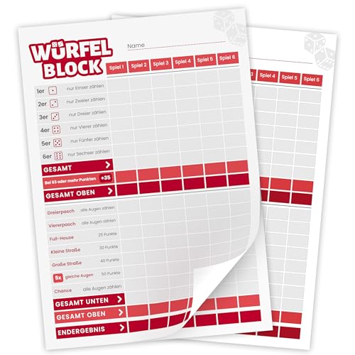 Creative Fox 2 x DIN A6 Würfelspiel Block |ideal für unterwegs | Ersatzblöcke | Knobelblock | Würfelpoker Spielblock zum Mitnehmen | Made in Germany von Creative Fox