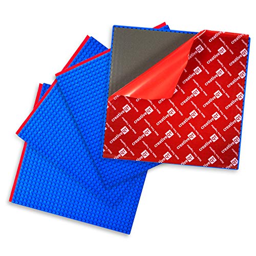 Creative QT MakerBase, Bauklötze zum Abziehen und Aufkleben, Grundplatten 25,4 x 25,4 cm, für alle großen Marken von Spielzeugbaukästen, stabile Stapelblöcke, Tischbasis (blau, 4 Stück) von Creative QT