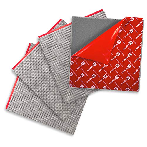 Creative QT MakerBase, Bauklötze zum Abziehen und Aufkleben, Grundplatten 25,4 x 25,4 cm, für alle großen Marken von Spielzeugbaukästen, stabile Stapelblöcke, Tischbasis (grau, 4 Stück) von Creative QT