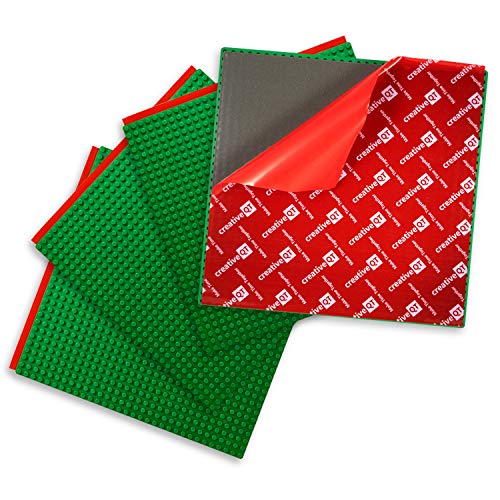 Creative QT MakerBase, Grundplatten zum Abziehen und Aufkleben von Bausteinen 25,4 x 25,4 cm für alle großen Marken von Spielzeug-Baukästen, stabile Stapelblöcke, Tischbasis (grün, 4 Stück) von Creative QT