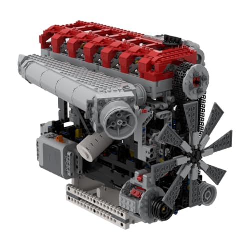 CreativeBlocker Klemmbausteine für Erwachsene - MOC 3.0L Turbolader Motor Modell Bausatz, 6 Zylinder 4 Takt, Funktionsfähig - Geschenk für Weihnachten und Geburtstag (1985 Teile) von CreativeBlocker