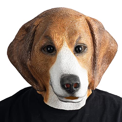 CreepyParty Beagle Hund Maske Tier Latex Vollkopf Realistische Masken für Halloween Karneval Kostüm Party Parade von CreepyParty