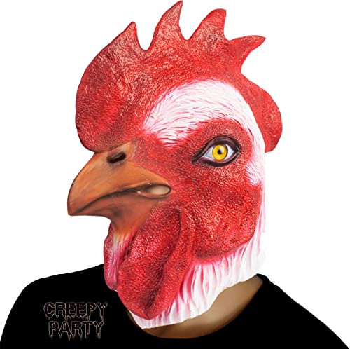 CreepyParty Hahn Maske Tier Latex Vollkopf Realistische Masken Für Halloween Karneval Kostüm Party Parade von CreepyParty