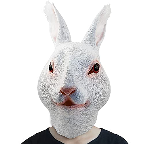 CreepyParty Hasen maske Tier Latex Vollkopf Realistische Kaninchen Masken Kostüm für Halloween Karneval Kostüm Party Parade von CreepyParty