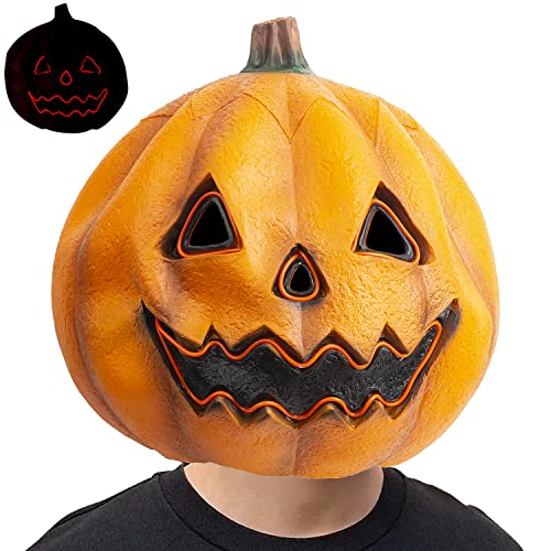 CreepyParty LED Licht Kürbis Maske Vollkopf Realistische Masken für Halloween Kostüm Party von CreepyParty