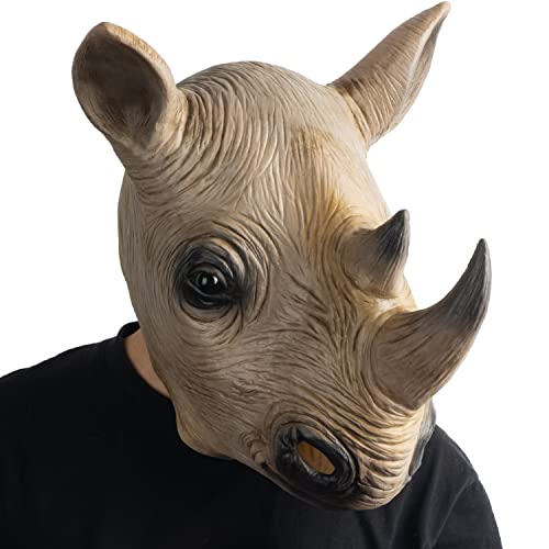 CreepyParty Nashorn Maske Tier Latex Vollkopf Realistische Masken Für Halloween Karneval Kostüm Party Parade von CreepyParty