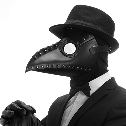 CreepyParty Pest Doktor Maske Schwarz Niet Lange Nase Vogelschnabel Steampunk Masken Kostüm Requisiten für Masquerade Halloween Karneval Cosplay von CreepyParty