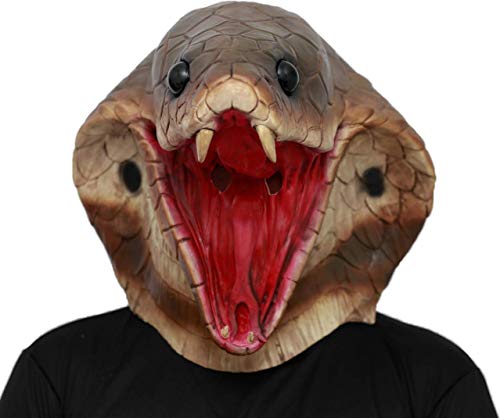 CreepyParty Schlange Maske Kobra Kopf Tier Latex Vollkopf Realistische Masken Für Halloween Karneval Kostüm Party Parade von CreepyParty