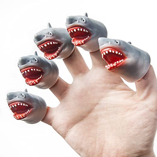 CreepyParty Fingerpuppe Hai Gummi Baby Shark Badespielzeug Meerestier Neuheit Spielzeug Geschenk für Kinder (5 Stücke) von CreepyParty