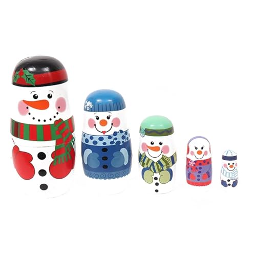 CreoQIJI Baby Kleinkindspielzeug 1 Set Nesting Doll Spielzeug Weihnachten Schneemann Ornamente Home Dekoration Compatible with Motorikspielzeug (White, One Size) von CreoQIJI