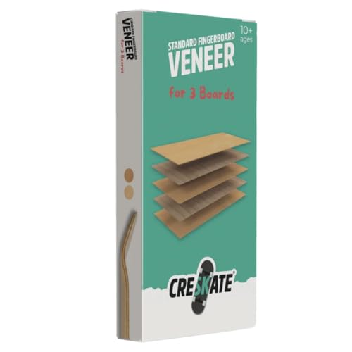 Creskate Standard Fingerboard Veneer – Set für 3 Boards, 55×125 mm Echtholzfurnier + Griptape – Made & Engineered in Germany von Creskate