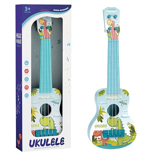 Ukulele für Kinder, 41Cm kindergitarre Spielzeug aus Plastik Mit Dinosaurier-Musikthema, 4-Saitiges Musikinstrument, Herzliche Überraschung für Kleinkinder und Musikliebhaber von Cretvestsar