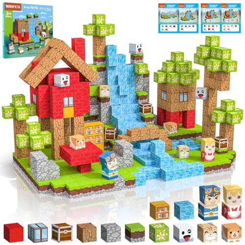 Crifeton Magnetische Bausteine 100 PCS Magnetbausteine für Kinder ab 3 Jahre Magnetic Blocks, Montessori Spielzeug Magnete Kinder, Magnetische Bauwelt Geburtstag Geschenk ab 3 4 5 6 7 8 9 10 11 von Crifeton