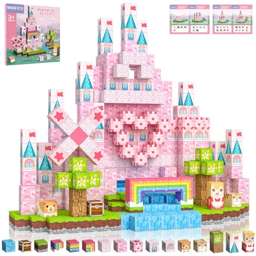 Crifeton Magnetische Bausteine 100 PCS Magnetbausteine für Kinder ab 3 Jahre Magnetic Blocks, Montessori Spielzeug Magnete, Magnetische Geburtstag Geschenk ab 3 4 5 6 7 8 9 10 11 12 Jungen Mädchen von Crifeton