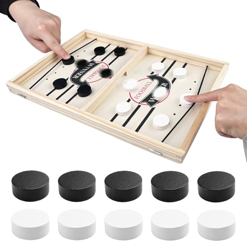 Crihovy Tisch Hockey Spielzeug, Fast Sling Puck Spiel, Tischhockey Holz, Hockey Brettspiel, Bouncing Tischspiel, Portable Schachbrettset Partyspiele Tisch-Desktop-Spiel, Doppelkampf(35 x 22 x 2.3cm) von Crihovy