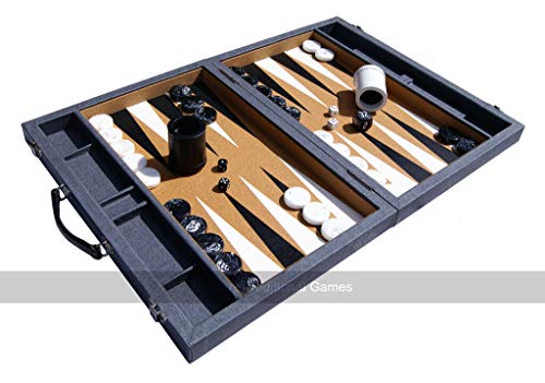 Crisloid Brooklyn Slate Backgammon Set - Tournament 21-inch Backgammon Board in a Briefcase - Full Size Backgammon - Luxury Backgammon Sets von Crisloid