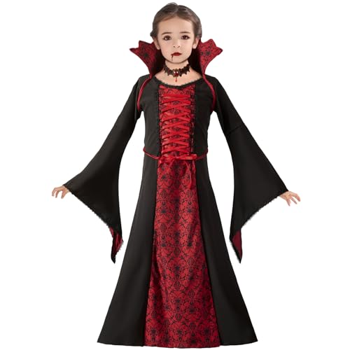 CristBest Halloween Königliches Vampir-Kostüm für Mädchen, Halloween-Kostüm, Halloween-Kostüm für Kinder, Größe S CristBest Halloween Königliches Vampir-Kostüm für Mädchen, Halloween-Kostüm, Halloween-Kostüm für Kinder, Größe S von CristBest