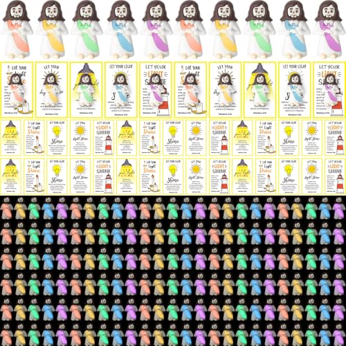 CroBlissful 100 Sets Mini-Jesus-Figuren, leuchten im Dunkeln, lassen Sie Ihr Licht leuchten, leuchtende Jesus-Figuren, Spielzeug für Bibel, Sonntag, Schule, religiöse Geschenke, Ostereifüller (ein CroBlissful 100 Sets Mini-Jesus-Figuren, leuchten im Dunkeln, lassen Sie Ihr Licht leuchten, leuchtende Jesus-Figuren, Spielzeug für Bibel, Sonntag, Schule, religiöse Geschenke, Ostereifüller (ein von CroBlissful