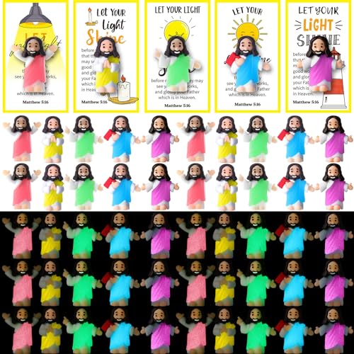CroBlissful Mini-Jesus-Figuren mit Bibelkarten, leuchtet im Dunkeln, kleine leuchtende Jesus-Statue, Spielzeug für Sonntagsschule, religiöse Geschenke, Verstecken, christliche Taufe, Partyzubehör, 50 CroBlissful Mini-Jesus-Figuren mit Bibelkarten, leuchtet im Dunkeln, kleine leuchtende Jesus-Statue, Spielzeug für Sonntagsschule, religiöse Geschenke, Verstecken, christliche Taufe, Partyzubehör, 50 von CroBlissful