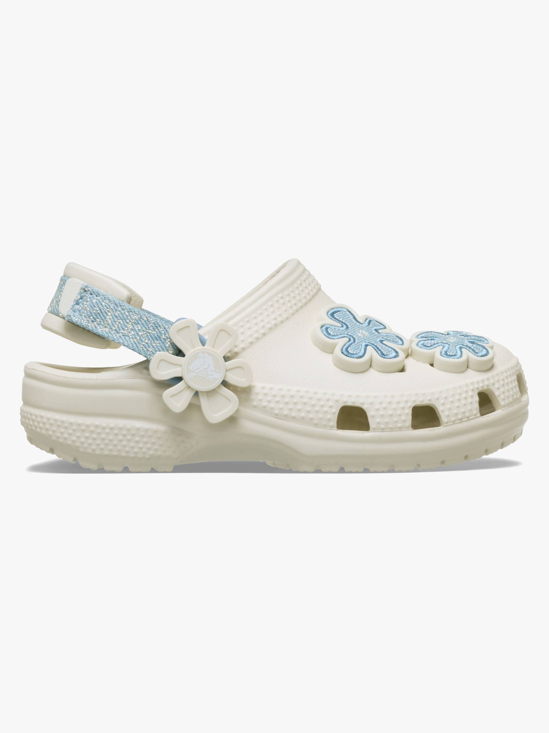 Crocs Classic Denim Flower Kids Pantoffeln, Summit White, 25-26 von Crocs