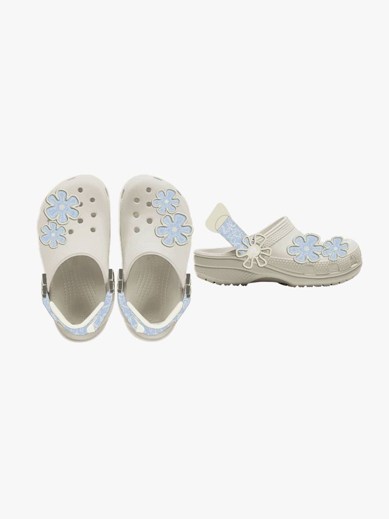Crocs Classic Denim Flower Kids Pantoffeln, Summit White, 27-28 von Crocs