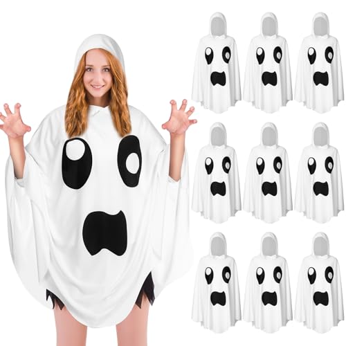 Croloose Halloween-Geister-Kostüm, Cosplay, Erwachsene, Damen, gruselige Geister, Kostüm, weißer Geist mit Poncho, Kapuzenumhang für Erwachsene, gruselig, 10 Stück Croloose Halloween-Geister-Kostüm, Cosplay, Erwachsene, Damen, gruselige Geister, Kostüm, weißer Geist mit Poncho, Kapuzenumhang für Erwachsene, gruselig, 10 Stück von Croloose