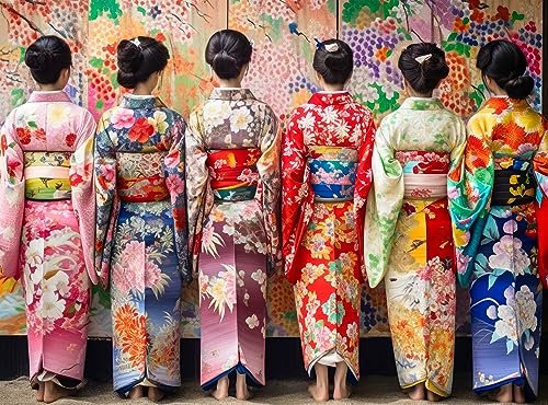 Elegant Kimono Beauties Puzzle – 1000 Teile Künstlerisches Puzzle – Beste Erwachsenen-Puzzles – lebendige Farben, kulturelle Kunst, Premium-Qualität – Gehirnübung und Heimdekoration von Cross & Glory von Cross & Glory