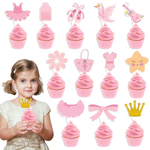 12 Stück Cupcake Toppers, Baby Girl Tortendeko Rosa Klein Einfügen von Markierungen Tanzende Ballerina Geburtstag Deko Gender Reveal Party Deko 12 Stück Cupcake Toppers, Baby Girl Tortendeko Rosa Klein Einfügen von Markierungen Tanzende Ballerina Geburtstag Deko Gender Reveal Party Deko von Crrynuo