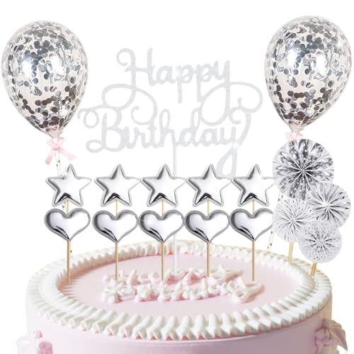 17 Stück Happy Birthday Tortendeko, Silberhochzeit Geburtstagstorte Liebe Cake Topper Deko, Cupcake Tortenstecker Junge Mädchen für Geburtstag Party Kuchen 17 Stück Happy Birthday Tortendeko, Silberhochzeit Geburtstagstorte Liebe Cake Topper Deko, Cupcake Tortenstecker Junge Mädchen für Geburtstag Party Kuchen von Crrynuo