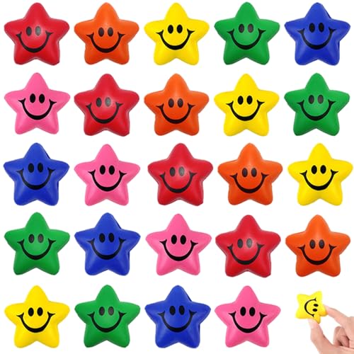 24 Stück Stern Lächeln Gesicht Stressbälle, 5cm Sternform Antistressball für Kinder Erwachsene Lächeln Gesicht Mini Stressabbau Bälle Spielzeug für Schule Belohnung Student Party Tasche Füllstoffe 24 Stück Stern Lächeln Gesicht Stressbälle, 5cm Sternform Antistressball für Kinder Erwachsene Lächeln Gesicht Mini Stressabbau Bälle Spielzeug für Schule Belohnung Student Party Tasche Füllstoffe von Crrynuo