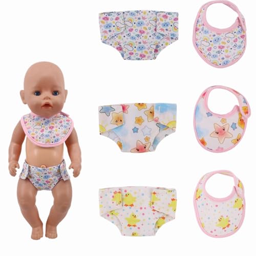 Puppenwindeln für Baby Puppen, 3Stück Windeln für NiedlicheBaby Puppen und 3 Stück Puppenlätzchen für Baby Puppen, Zubehör für 18" PuppenWiederverwendbar,Geschenke für Mädchen, Kinder Puppenwindeln für Baby Puppen, 3Stück Windeln für NiedlicheBaby Puppen und 3 Stück Puppenlätzchen für Baby Puppen, Zubehör für 18" PuppenWiederverwendbar,Geschenke für Mädchen, Kinder von Crrynuo