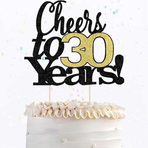 Torten Deko 30 Geburtstag Mann Frau, 1 Packung Prost auf Kuchendeko 30 Geburtstag Deko.Geburtstag Tortendeko für Happy 30th Birthday Hochzeitstag Party Kuchen Dekoration,Schwarz und Gold Torten Deko 30 Geburtstag Mann Frau, 1 Packung Prost auf Kuchendeko 30 Geburtstag Deko.Geburtstag Tortendeko für Happy 30th Birthday Hochzeitstag Party Kuchen Dekoration,Schwarz und Gold von Crrynuo