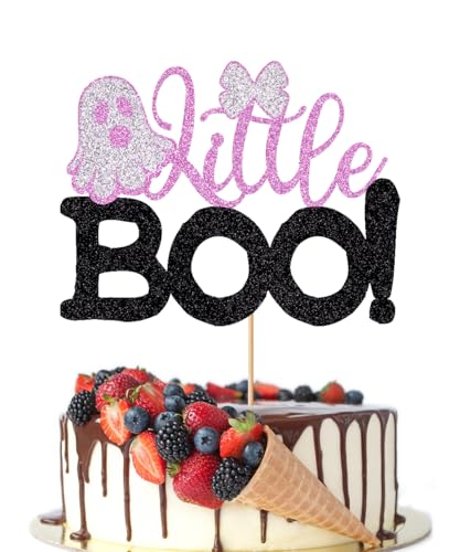 Crseniny Glitzernder Geist Little Boo Halloween-Kuchenaufsatz, Happy Boo Day, Geister-Kuchenpicker, Babyparty, Kindergeburtstag, Party-Dekoration von Crseniny