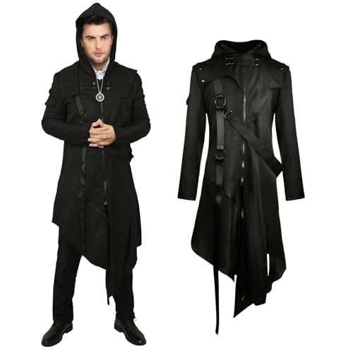 Crubelon Herren Steampunk Vintage Tailcoat Jacke Gothic Victorian Frock Uniform Halloween Kostüm (M) von Crubelon