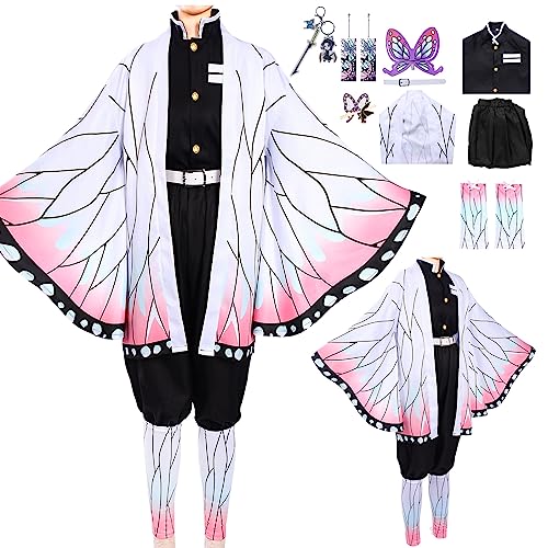 Crusward Halloween Cosplay Kostüm Erwachsene Kinder, Anime Cosplay Kostüm Set mit Broschen Kopfbedeckungen Schlüsselanhänger für Halloween Karneval Party Cosplay Outfit (Weiß, S) von Crusward