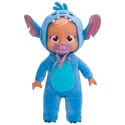 Bebés Llorones Tiny Cuddles Disney Stitch, weiche und weiche Puppe, 25 cm, weint echte Tränen, inkl. Disney-Pyjama, Spielzeug für Jungen und Mädchen + 18 Monate von Cry Babies Magic Tears