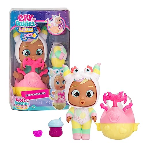 Cry Babies Magic Tears Jumpy Monsters, Stars Nunu, Puppe zum Sammeln mit Monster-Pyjama, Spielzeug für Mädchen und Kinder + 3 Jahre von Cry Babies Magic Tears