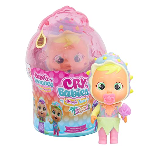 CRY BABIES MAGIC TEARS Tropical Shiny Shells Sandy | Sammelpuppe, die schaumige Tränen weint - mit 8 Accessoires - Spielzeug und Geschenk für Mädchen und Jungen ab 3 Jahren von Cry Babies Magic Tears