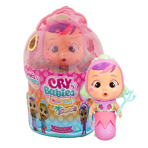 CRY BABIES MAGIC TEARS Tropical Shiny Shells Sia | Sammelpuppe, die schaumige Tränen weint - mit 8 Accessoires - Spielzeug und Geschenk für Mädchen und Jungen ab 3 Jahren von Cry Babies Magic Tears