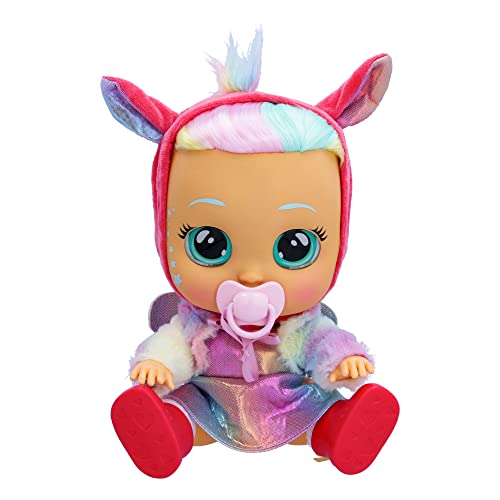 CRY BABIES Dressy Fantasy Hannah, Interaktive Puppe, die echte Kullertränen weint. Mit Haaren zum Stylen, wechselbarer Kleidung und Accessoires – Spielzeug und Geschenk für Kinder von Cry Babies Magic Tears
