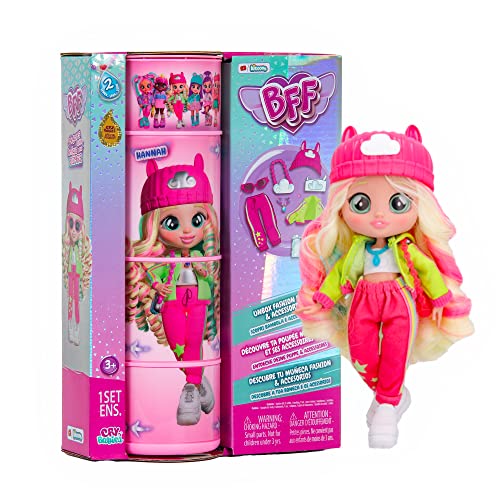 BFF by Cry Babies S2 Hannah Modepuppe mit Langen Haaren, Stoffkleidung und 10 Accessoires – Spielzeuggeschenk für Mädchen und Jungen + 5 Jahre von BFF BY CRY BABIES