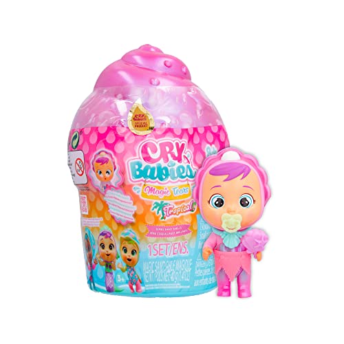 Cry Babies Magic Tears Tropical Shiny Shells Überraschungspuppe, die schaumige Tränen weint, mit 8 Zubehörteilen – Spielzeug für Mädchen und Jungen ab 3 Jahren von Cry Babies