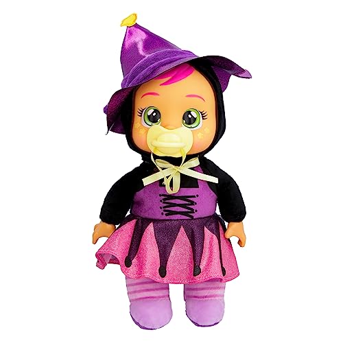 Cry Babies Tiny Cuddles Halloween Agatha – 22,9 cm Babypuppen, Cries Real Tears, rosa und lila Hexen-Themen-Schlafanzug von Cry Babies