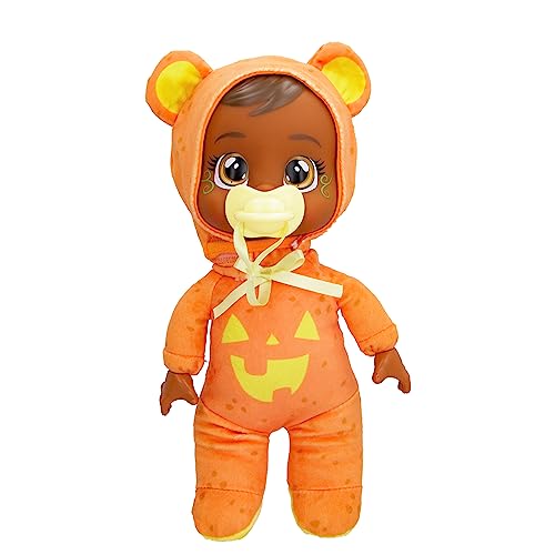 Cry Babies Tiny Cuddles Halloween Bonnie – 22,9 cm große Babypuppen, weint echte Tränen, orangefarbene und gelbe Kürbis-Themen-Schlafanzug von Cry Babies
